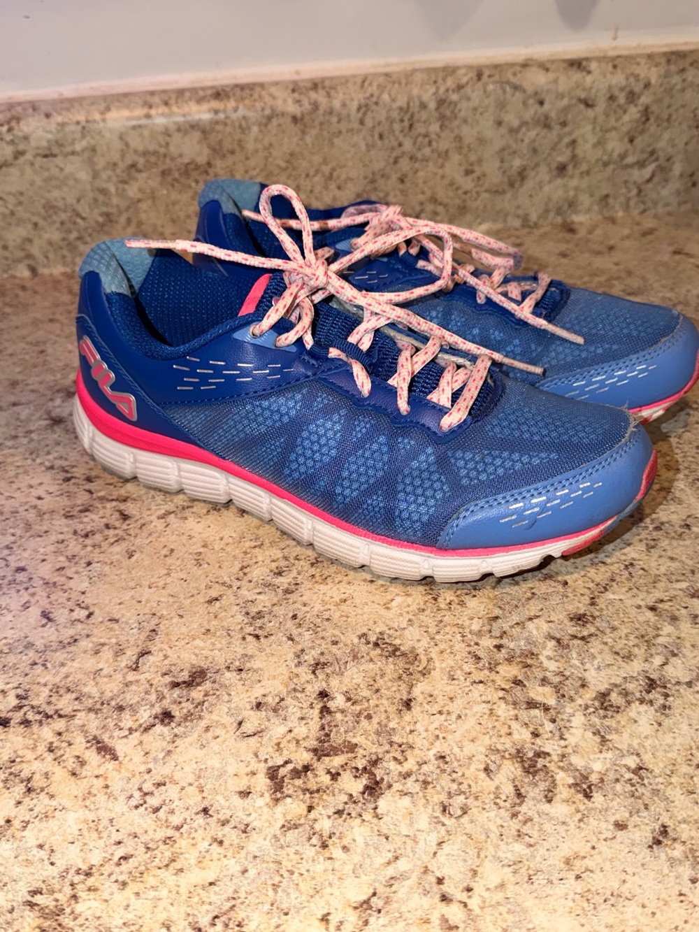 Fila Women's Blue Athletic Running Shoes with Pink Accents